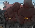 1-bobu 5_toes barefoot building ciry city cityscape demon destruction digit_ring dirty dirty_feet feet foot_fetish foot_focus hair hi_res horn humanoid humanoid_feet imp jewelry macro male micro piercing plantigrade ring soles solo toe_ring toes white_hair yellow_eyes
