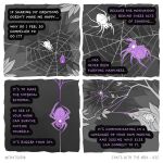  1:1 ambiguous_gender arachnid arthropod comic dialogue duo english_text feral forest leaf outside plant skullbird speech_bubble spider text tree web_(disambiguation) 