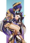  absurdres ancient_egyptian ancient_egyptian_clothes animal_ears animal_hat blue_hair candace_(genshin_impact) cyno_(genshin_impact) e150625 eye_of_horus fox_ears genshin_impact hat highres jewelry neck_ring short_hair_with_long_locks vision_(genshin_impact) 