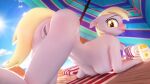  &lt;3 16:9 3d_(artwork) 4k absurd_res anthro anus beach blush breasts butt curvy_figure cutie_mark derpy_hooves_(mlp) digital_media_(artwork) equid equine female friendship_is_magic genitals hasbro hevexy hi_res horse invalid_tag kneeling looking_at_viewer lying mammal my_little_pony nipples nude pony presenting presenting_pussy pussy rear_view seaside smile smirk solo source_filmmaker tongue tongue_out towel under_boob widescreen 
