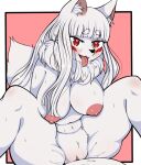  &lt;3 &lt;3_eyes absurd_res ambiguous_gender ambiguous_on_bottom anthro big_breasts blush bodily_fluids border breasts canid canine clitoral_hood clitoris duo eyebrow_through_hair eyebrows female female/ambiguous female_on_top fluffy fox fur genital_fluids genitals hair hands_behind_back hi_res high_school_inari_tamamo-chan hime_cut kemono long_hair looking_pleasured mammal markings mehajiki mostly_offscreen_character neck_tuft nipples nude on_bottom on_top open_mouth open_smile pink_background pussy pussy_juice red_eyes red_markings simple_background sitting smile solo_focus source_request spread_legs spreading sweat tamamo_fushimi tongue tongue_out translucent translucent_hair tuft unknown_artist white_body white_border white_fur white_hair 