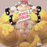  1:1 2021 anthro anus balls blush bowser butt cute_fangs dumdum genitals hi_res kemono koopa male mario_bros moobs nintendo nipples overweight overweight_anthro overweight_male penis scalie solo text video_games 