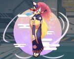  android armor axasempai berkana_(mega_man) blonde_hair blue_eyes blue_kimono blush breastplate breasts capcom chest_jewel dress geta hair_over_shoulder hand_fan hat headphones highres holding holding_fan holding_umbrella japanese_clothes jeweled_hat joints kimono large_breasts lipstick long_dress long_hair looking_at_viewer makeup mega_man_(series) mega_man_x_(series) mega_man_xtreme_2 purple_dress purple_lips robot robot_girl robot_joints shoulder_armor tabi two-tone_kimono umbrella umbrella_over_shoulder underbust witch witch_hat yellow_kimono 