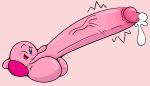  balls big_balls big_penis blush blush_stickers bodily_fluids cum erection feet genital_fluids genitals hand_on_ground hand_on_penis huge_penis humanoid_genitalia humanoid_penis kirby kirby_(series) laying_on_ground male nintendo not_furry one_eye_closed open_mouth penis penis_tip pink_body quivster simple_background smile solo tan_background throbbing tongue vein veiny_penis video_games waddling_head wink 
