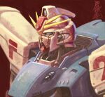  cable english_commentary f91_gundam green_eyes gundam gundam_f91 machinery mecha mecha_focus mobile_suit no_humans portrait realistic robot science_fiction signature tanqexe upper_body v-fin 