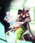  ass_grab breast_hold breasts monster_girl nipples pussy pussy_juice tail yuri zliva 