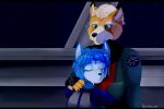  anthro blue_body blue_fur blue_hair canid canine clothing duo eyes_closed female fox fox_mccloud fur green_eyes hair hug jewelry krystal looking_at_another looking_down male male/female mammal nintendo panininha passionate paws romantic_couple space star star_fox symbol tired tired_eyes uniform video_games yellow_body yellow_fur 