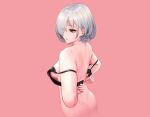  ass bra gray_eyes gray_hair infinote nopan original pink short_hair third-party_edit underwear 