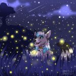  anthro arthropod beetle canid canine canis cloud dante_kinkade elateroid exploring firefly grass happy hi_res insect male mammal nature night plant shooting_star solo sting_12 tall_grass tree wolf 