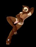  anthro digital_media_(artwork) erection genitals hi_res looking_at_viewer lying male mammal nude on_back penis piercing pilosan presenting simple_background sloth smile solo vanillatiel xenarthran 