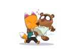  &lt;3 animal_crossing anthro blush canid canine carrying_partner chibi crazy_redd duo embarrassed fox hi_res javigameboy male male/male mammal nintendo raccoon_dog slightly_chubby tanuki tom_nook_(animal_crossing) video_games 