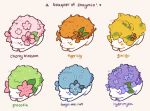  ariamisu blue_flower cherry_blossoms closed_eyes english_text flower forget-me-not_(flower) gen_4_pokemon ginkgo gracidea hydrangea mythical_pokemon orange_flower pink_flower pokemon purple_flower shaymin shaymin_(land) tiger_lily variations watermark yellow_flower 