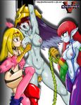  artist_request bdsm bondage e-hero_burstinatrix elemental_hero_burstinatrix harpie_girl harpie_lady monster_girl whip yu-gi-oh! yuri 