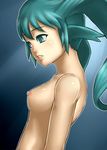  aqua_eyes aqua_hair breasts kuro_kuroku medium_breasts nipples nude solo solty_rei solty_revant 