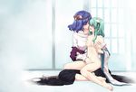  2girls barefoot blush breast_grab breasts feet female fingering grabbing kochiya_sanae legs multiple_girls nude sakuraba_yuuki sweat touhou undressing yasaka_kanako yuri 