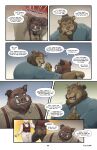  6_panel_comic absurd_res aldrich_haynes_(thepurp) anthro anus balls black_body black_fur black_text blake_harper_(thepurp) bottomless bow_tie butt canid canine canis clothed clothing comic dialogue digital_media_(artwork) dobermann domestic_dog english_text exclamation_point feet felid finn_(thepurp) fully_clothed fur genitals group hair hi_res lagomorph leporid lion male mammal marcus_(thepurp) muscular muscular_male overweight overweight_anthro overweight_male panicking pantherine pinscher rabbit speech_bubble spilled_beverage suid suine sus_(pig) talking_to_another text thepurp topwear white_body white_fur wild_boar 