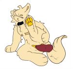 animated anthro bolt_(cloudy_hyena) buttplug cloudy_hyena genitals knot knotted_penis male mastectomy_scar pawpads paws penetration penis plug_(sex_toy) raising_leg scar sex_toy splynter tapering_penis trans_(lore) trans_man_(lore) vaginal vaginal_penetration vulva