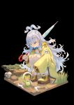  2girls absurdres animal_costume animal_hood black_background blue_eyes blue_hair frog_costume frog_hood frogiwawa highres holding holding_mushroom holding_umbrella hololive hololive_english hololive_indonesia hood kobo_kanaeru liquid_hair long_hair mini_person minigirl multicolored_hair multiple_girls mushroom onesie orange_hair raincoat simple_background split_ponytail takanashi_kiara umbrella virtual_youtuber white_hair zetsuental 