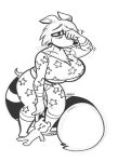 2025 5_fingers anthro barefoot big_tail breasts clothing curvy_figure digital_media_(artwork) eye_bags eyes_mostly_closed facial_markings feet female fingers fluffy fluffy_tail furrowed_brow guide_lines head_markings hi_res jmd mammal markings mask_(marking) monochrome mouthless narrowed_eyes pajama_pants pajama_shirt pajamas plushie pointy_nose procyonid raccoon rubbing_eyes signature simple_background sketch solo star_symbol striped_markings striped_tail stripes tail tail_markings teddy_bear thick_thighs three-quarter_view tired_eyes under_boob uva_the_raccoon white_background wide_hips