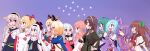  .live 6+girls absurdres ahoge anchor_hair_ornament animal_ears blonde_hair blue_eyes blue_hair bow breasts brown_hair carro_pino glasses green_hair hair_between_eyes hair_bow hair_ornament hair_over_one_eye hairclip headband highres japanese_clothes kagura_suzu_(.live) kakyouin_chieri kiso_azuki kitakami_futaba kongou_iroha long_hair long_sleeves looking_at_viewer mokota_mememe mokumokuuma multicolored_hair multicolored_neckwear multiple_girls nekonoki_mochi open_mouth pink_hair ponytail purple_eyes purple_hair red_eyes school_uniform sheep_ears short_hair side_ponytail smile star_(symbol) star_hair_ornament ushimaki_riko very_long_hair virtual_youtuber yaezawa_natori yamato_iori yozakura_tama 