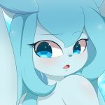  1:1 2021 absurd_res anthro awintermoose blue_body blue_eyes blue_hair blue_nose cloud digital_media_(artwork) eeveelution eyebrows female fusion glaceon hair hi_res looking_at_viewer looking_back lopunny nintendo open_mouth pok&eacute;mon pok&eacute;mon_(species) portrait raised_eyebrow shaded sky solo video_games 