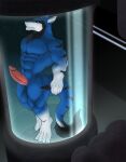  absurd_res anthro canid canine croiyan erection fur genitals hi_res laboratory laboratory_equipment male male/male mammal muscular muscular_anthro muscular_male nude pecs penis scientific_instrument sergal simple_background solo thurui 