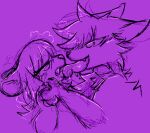  3_fingers anthro bodily_fluids canid canine claws drooling duo female fingers fox french_kissing fur h3llvixn hair hand_holding holding_paws hyaenid kissing larger_male long_tongue male male/female mammal open_mouth saliva saliva_on_tongue size_difference smaller_female smile tongue tongue_out 