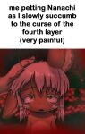  1other ambiguous_gender bune_poster commentary crying crying_with_eyes_open english_commentary english_text eyebrows_visible_through_hair furry green_eyes headpat horizontal_pupils looking_at_viewer made_in_abyss medium_hair meme nanachi_(made_in_abyss) pov shiny shiny_hair streaming_tears tears triangle_mouth upper_body whiskers white_hair 