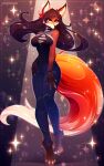  2021 5_fingers absurd_res anthro black_hair breasts brown_hair canid canine digital_media_(artwork) eyebrows eyelashes female fingers fox fur hair hi_res koveliana mammal orange_body orange_fur smile solo 