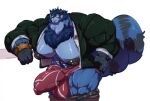  2019 alternate_species anthro balls big_balls big_bulge big_muscles big_pecs big_penis black_nipples blue_body blue_fur blue_hair bobert bottomwear bulge chest_tuft clock clothed clothing erection eyewear fur genitals glasses hair hand_on_hip huge_balls huge_bulge huge_muscles huge_nipples huge_pecs huge_penis hyper hyper_balls hyper_bulge hyper_genitalia hyper_muscles hyper_pecs hyper_penis looking_at_viewer male mammal muscular nipples pants pants_down partially_clothed pecs penis procyonid raccoon shirt simple_background smile solo suit topwear tuft underwear wafflebird watch white_background wristwatch 