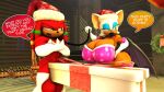 alcohol anthro balls bat beer beverage big_balls big_breasts big_butt breasts butt christmas christmas_clothing christmas_decorations christmas_headwear clothing crossed_arms dick_in_a_box duo echidna eyebrows female genitals gift hat headgear headwear holidays huge_balls huge_breasts huge_butt knuckles_the_echidna leash legwear lips looking_aside male mammal membrane_(anatomy) membranous_wings monotreme muscular muscular_male raised_eyebrow rocketspuff rocking_chair rouge_the_bat santa_hat sega sonic_the_hedgehog_(series) speech_bubble stockings thick_lips thick_thighs wings