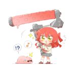  !? 1girl :d blush bocchi_the_rock! brown_shirt brown_shoes chibi chibi_only commentary_request cube_hair_ornament full_body gotoh_hitori gotoh_hitori_(tsuchinoko) grey_skirt hair_ornament holding kita_ikuyo long_hair long_sleeves musical_note object_request one_side_up open_mouth pleated_skirt rebecca_(keinelove) red_hair school_uniform shirt shoes shuka_high_school_uniform simple_background skirt smile socks sparkle splatoon_(series) spoken_interrobang spoken_musical_note standing white_background white_socks yellow_eyes 