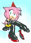  amy_rose anthro breasts clothing eulipotyphlan feet female foot_fetish footwear glistening glistening_clothing gloves handwear hedgehog hi_res high_heels latex_armwear latex_clothing latex_gloves latex_legwear latex_stockings mammal oddjuice rubber smile solo sonic_the_hedgehog_(series) toes 