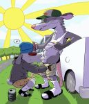 absurd_res adult_swim american_opossum annoyed anthro beverage billy_(gassy's_gas_'n_stuff) bovid caprine cartoon_network clothing darkafsun duo energy_drink fellatio gassy's_gas_'n_stuff gilbert_(gassy's_gas_'n_stuff) goat hi_res male male/male mammal marsupial oral outside penile sex truck vehicle