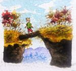 anthro autumn canid canine cloud cloudy_sky forest forest_background fox male mammal nature nature_background painting_(artwork) plant robbiepanda sky tree watercolor_(artwork)