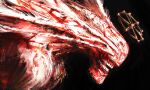  1other absurdres black_background chest_markings eight-handed_wheel four_eyes highres jujutsu_kaisen kyezzzz looking_ahead mahoraga_(jujutsu_kaisen) monster open_mouth shikigami simple_background solo teeth wheel wheel_of_dharma wings_as_eyes 