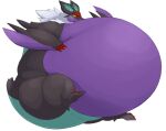  absurd_res ambiguous_gender anthro black_body black_skin claws feral fluffy fur hi_res immobile morbidly_obese nintendo noivern obese overweight pok&eacute;mon pok&eacute;mon_(species) purple_body purple_skin simple_background sitting solo video_games white_body white_fur wings zephy_03 