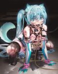  animal_ears bondage cum extreme_content hatsune_miku nipples pussy_juice tail thighhighs torn_clothes vocaloid wet 