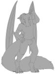 anthro bardolf bulge canid canine clothing drinking hi_res hybrid male mammal narusewolf potion scales sequence solo transformation transformation_sequence wings 
