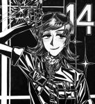  1girl belt black_gloves black_hair blush bordfunker133 breast_pocket commentary_request cross eyewear_on_head gloves greyscale hans-joachim_marseille highres iron_cross looking_to_the_side luftwaffe marcel_(bordfunker133) military_uniform mole mole_under_mouth monochrome photo_(medium) pocket real_life reichsadler shirt short_hair short_sleeves sleeves_rolled_up smile smug soldier solo sunglasses upper_body world_war_ii 