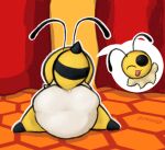 antennae_(anatomy) anthro arthropod arthropod_abdomen artist_name bee bug_fables butt clothed clothing curtains diaper digital_media_(artwork) female hymenopteran insect looking_at_viewer moonsprout_games neck_tuft one_eye_closed pincoosh presenting presenting_hindquarters raised_tail rear_view solo spread_legs spreading stinger tail text tongue tongue_out tuft vi_(bug_fables) wearing_diaper wink winking_at_viewer