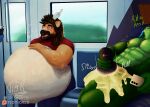abdominal_bulge abs anal anal_penetration animal_genitalia animal_penis anthro areola balls beard bedroom biceps bicolored_penis big_balls big_muscles big_pecs big_penis biped black_balls black_penis black_snout blue_tongue bodily_fluids bottomwear brown_body brown_eyebrows brown_eyes brown_fur brown_hair canine_genitalia canine_penis clothed clothing cum cum_in_ass cum_inflated_belly cum_inflation cum_inside cumshot dialogue dragon duo ejaculation electronics english_text erection eyebrows facial_hair felid fur furniture genital_fluids genitals green_balls green_body hair horn huge_penis humanoid_genitalia humanoid_penis hybrid inflation inside_train knot letterbox lion long_tongue lying male male/male male_penetrating mammal muscular muscular_anthro muscular_male mustache mythological_creature mythological_scalie mythology neck_muscles nipples non-euclidean_sex nude orange_body orange_fur pantherine pants pecs penetrable_sex_toy penetration penis penis_poking_belly phone portal_fleshlight portal_sex public public_transportation purple_penis scalie sex sex_toy shaded shirt signature sitting speech_bubble subway tail teeth text thick_neck thinking_with_portals tongue topwear train transformation vander_(darty_vander) vehicle vein veiny_penis victor_(tiotiored) yellow_eyes yellow_penis