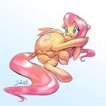 anatomically_correct anatomically_correct_genitalia animal_genitalia animal_vulva anus blush blush_lines breasts butt crotch_breasts cutie_mark digital_media_(artwork) dock_(disambiguation) equid equine equine_anus equine_genitalia equine_vulva female feral fluttershy_(mlp) friendship_is_magic genitals hair hasbro hi_res horse looking_back mammal my_little_pony mythological_creature mythological_equine mythology nipples pegasus pink_hair pony puffy_anus salacisil simple_background solo tail teats vulva wings yellow_body yellow_wings