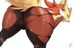  2021 anthro bent_over big_butt bulge butt butt_expansion butt_focus canid canine clothed clothing crossdressing delphox expansion girly huge_butt kittell_(artist) legwear lingerie looking_back male mammal nintendo panties pantyhose pok&eacute;mon pok&eacute;mon_(species) presenting presenting_hindquarters simple_background smile solo tearing_clothing thick_thighs topless torn_clothing underwear video_games wardrobe_malfunction white_background wide_hips 