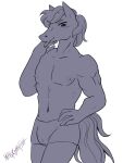  absurd_res anthro clothing earth_pony equid equine hasbro hi_res horse male mammal my_little_pony pony reallycoykoifish simple_background solo tongue tongue_out topless_male underwear white_background 