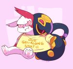  ambiguous_gender clothing duo fangs get_along_shirt hi_res nintendo pawpads pok&eacute;mon pok&eacute;mon_(species) rolyjulioli seviper shirt topwear video_games zangoose 