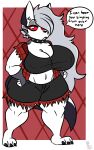  absurd_res anthro breasts canid canid_demon canine canis demon domestic_dog female hair hands_on_hips hellhound helluva_boss hi_res insult insulting_viewer kingretrokirby long_hair loona_(vivzmind) mammal red_eyes rude wide_hips wolf 