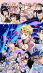  6+boys 6+girls absurdres akemi_(jojo) animal arnold_(jojo) asakeno baby bandana bandana_around_neck baseball_cap beard black_hair black_sclera blonde_hair blood blood_from_mouth blue_eyes blue_hair bob_cut braid brown_hair bruno_bucciarati buzz_cut carne_(jojo) chef_hat cioccolata clenched_teeth coco_jumbo colored_sclera commentary_request dark-skinned_male dark_skin diamond_wa_kudakenai diavolo dog domino_mask donatella_una double_bun earrings emporio_alnino eye_mask facial_hair falling_petals flattop formaggio frog fungami_yuya gelato_(jojo) ghiaccio giorno_giovanna glasses green_eyes green_hair grey_hair grin guido_mista hair_bun hair_ornament hairband hand_on_headwear hand_on_own_chest hat hat_tip headband higashikata_josuke highres hirose_koichi holding holding_animal illuso jacket jean_pierre_polnareff jester_cap jewelry jojo_no_kimyou_na_bouken joseph_joestar joseph_joestar_(old) kawajiri_kosaku kinoto_masazo kira_yoshihiro kira_yoshikage kishibe_rohan kujo_jolyne kujo_jotaro leone_abbacchio lipstick long_hair long_sleeves low_ponytail luca_(jojo) makeup mario_zucchero mask melone miyamoto_terunosuke mouse_(animal) multicolored_hair multiple_boys multiple_girls narancia_ghirga necktie nijimura's_father nijimura_keicho nijimura_okuyasu old old_man open_clothes open_jacket open_mouth orange_hair otoishi_akira oyanagi_ken pannacotta_fugo parted_bangs pericolo pesci petals pink_hair police police_uniform polpo ponytail prosciutto_(jojo) purple_eyes purple_lips quad_tails red-tinted_eyewear red_eyes reiko_(jojo) risotto_nero sale_(jojo) scar scar_across_eye scar_on_face scolippi secco shirt shizuka_joestar short_hair sleeveless sleeveless_shirt smile sorbet_(jojo) sparkle spotted_hair squalo sticky_fingers_(stand) stone_ocean stud_earrings sugimoto_reimi teeth tinted_eyewear tiziano tonio_trussardi toque_blanche trish_una tsuji_aya turtle undercut vento_aureo very_short_hair vinegar_doppio white_hair yamagishi_yukako yangu_shigekiyo yellow_eyes yoshie_(jojo) zipper 