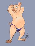  aerosaur83 anthro chubby_male clothing domestic_pig hi_res male mammal slightly_chubby solo speedo stretching suid suina sus_(pig) swimwear underwear 