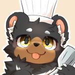 1:1 2020 anthro big_eyes biped blep brown_body brown_fur canid canine chef cute_fangs fangs fox fur hlg7777 icon kemono male mammal slim_anthro slim_male solo teeth tongue tongue_out white_body white_fur yellow_body yellow_fur